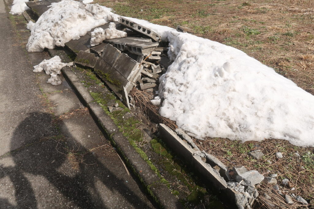 倒壊したブロック塀