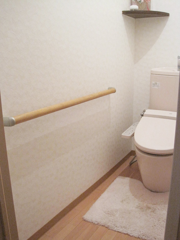 和式トイレ　手摺り取り付け後